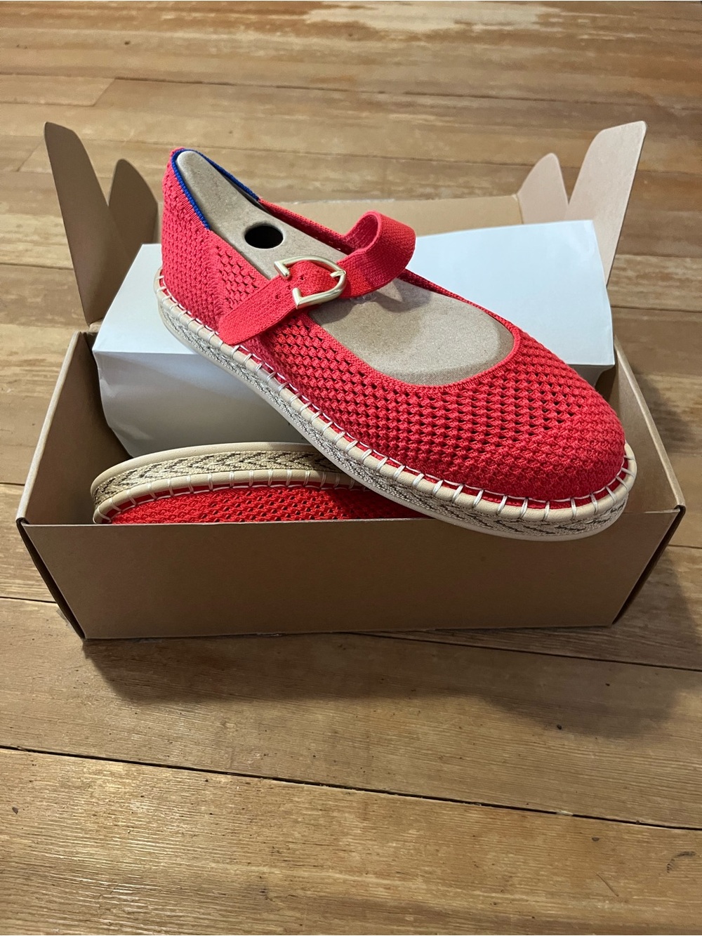 Rothy's The Espadrille Mary Jane in Red Hot - Picture 3 of 7